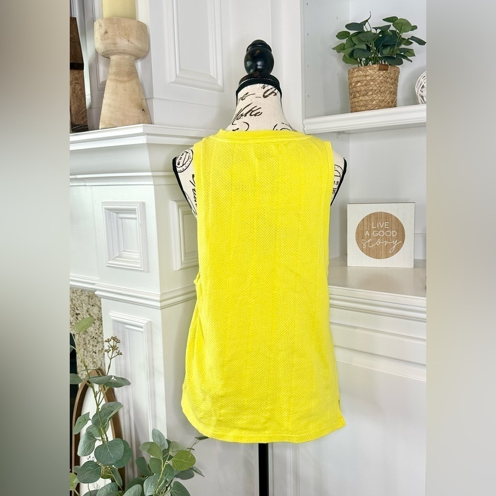 Zara Athletic Mesh Tank Yellow Racerback Sleeveless Top Medium - Picture 3 of 7